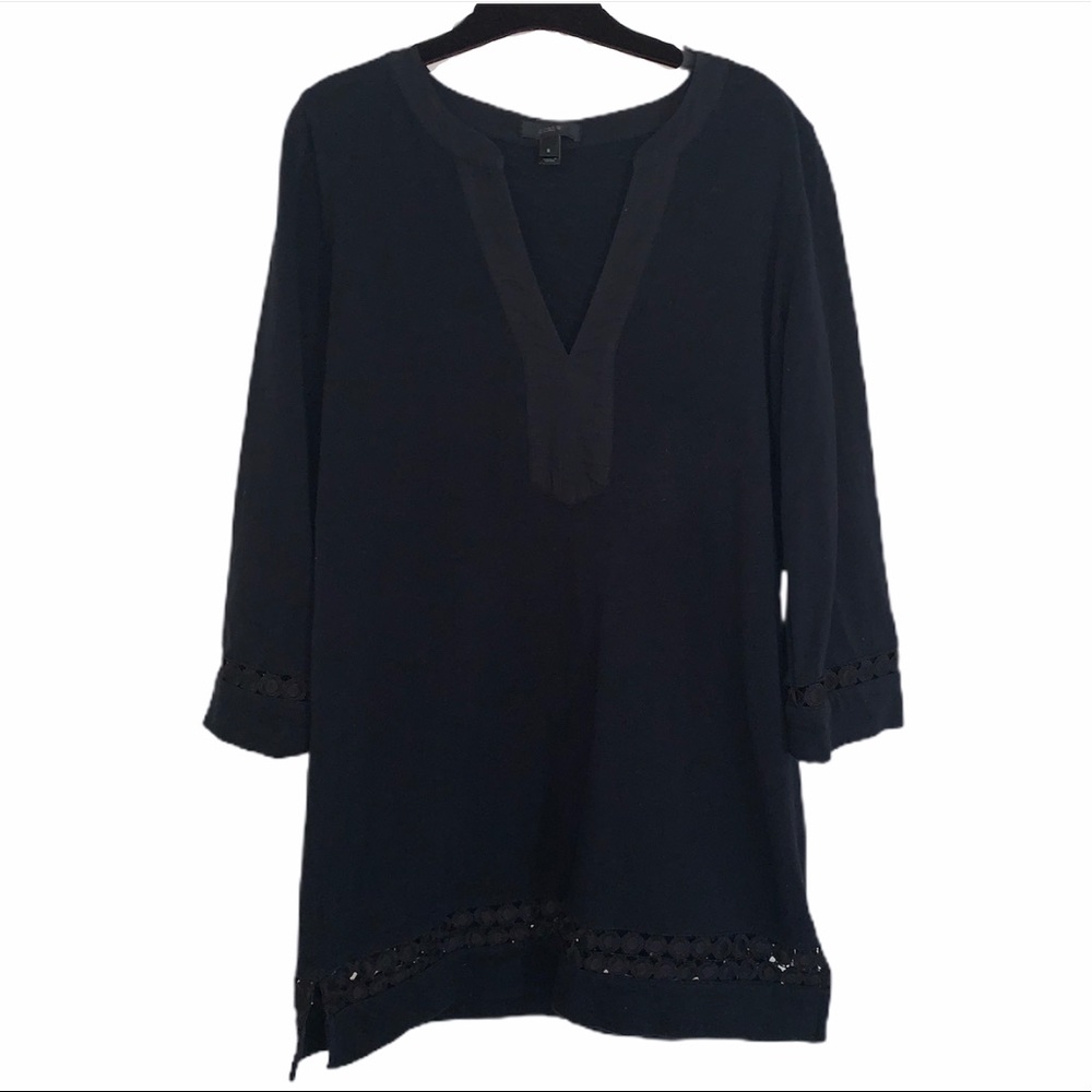J. Crew Black Cotton Eyelet Tunic Dress